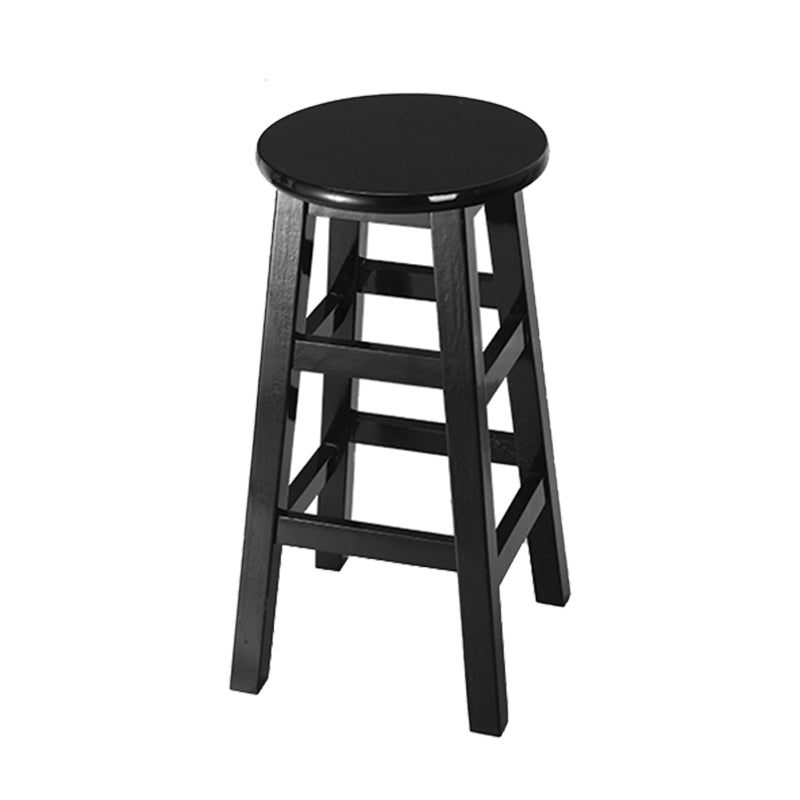 Backless Solid Wood Round High Chair Industrial Wooden Counter Chair with 4 Legs