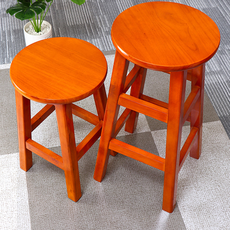 Backless Solid Wood Round High Chair Industrial Wooden Counter Chair with 4 Legs