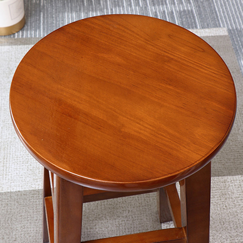 Backless Solid Wood Round High Chair Industrial Wooden Counter Chair with 4 Legs