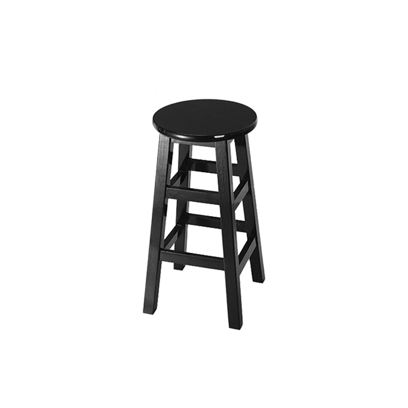 Backless Solid Wood Round High Chair Industrial Wooden Counter Chair with 4 Legs