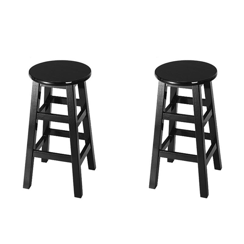 Backless Solid Wood Round High Chair Industrial Wooden Counter Chair with 4 Legs