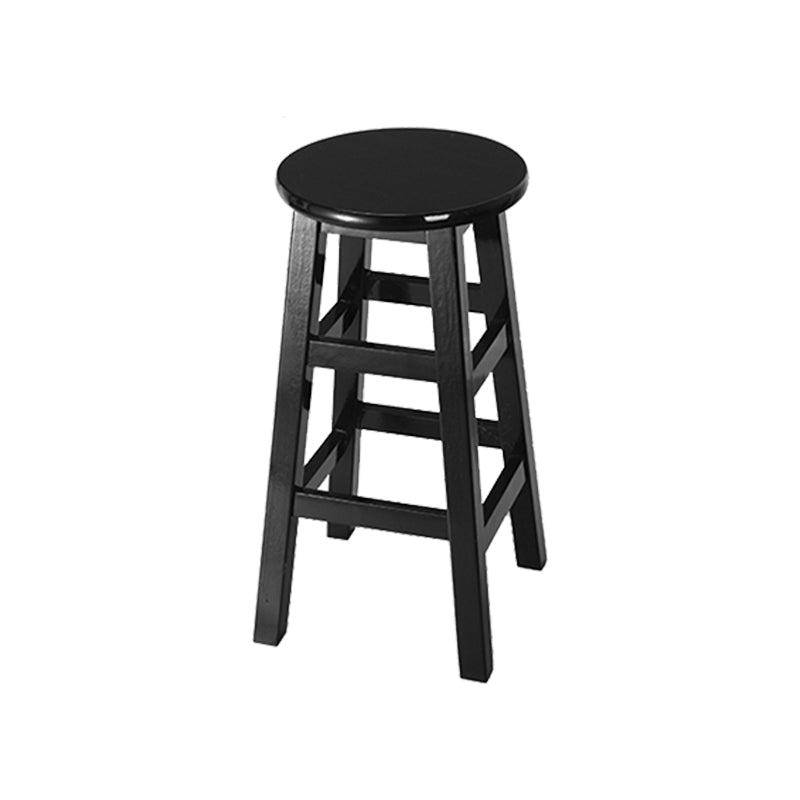 Backless Solid Wood Round High Chair Industrial Wooden Counter Chair with 4 Legs