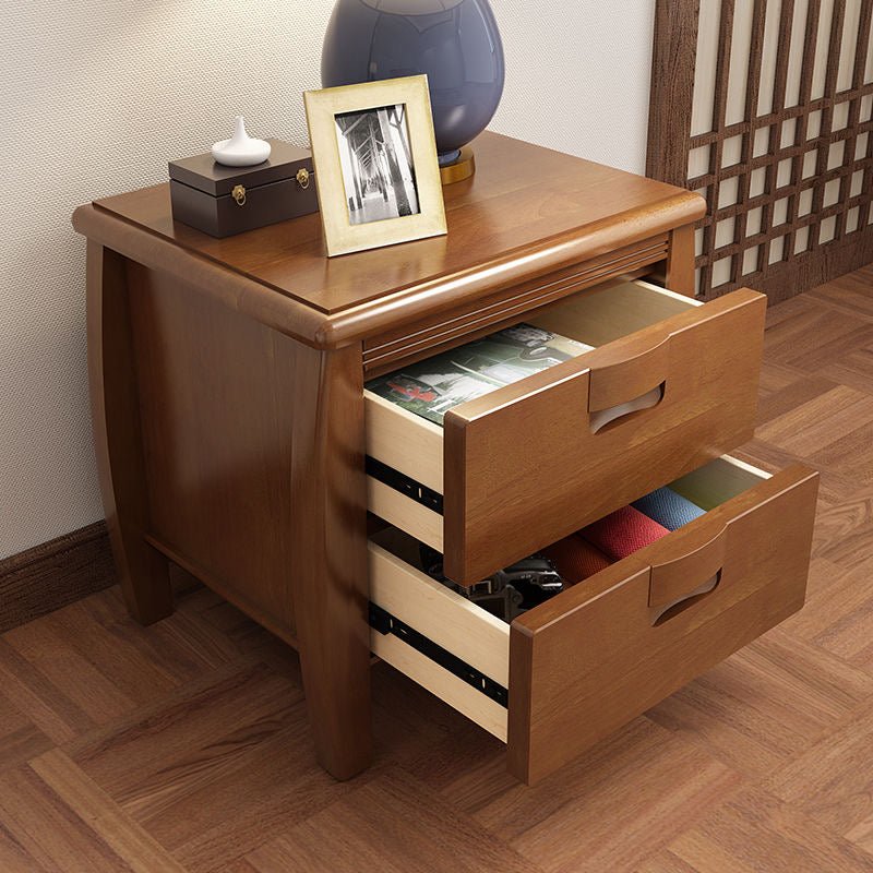 Solid Wood Night Table Modern Minimalist Bedside Table with Drawers