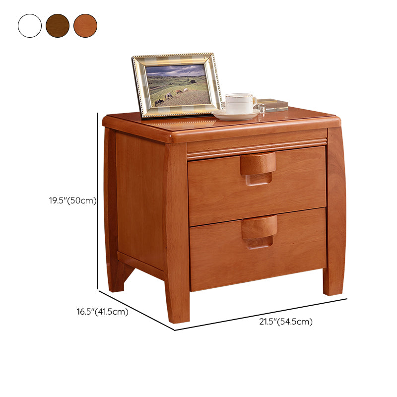 Solid Wood Night Table Modern Minimalist Bedside Table with Drawers