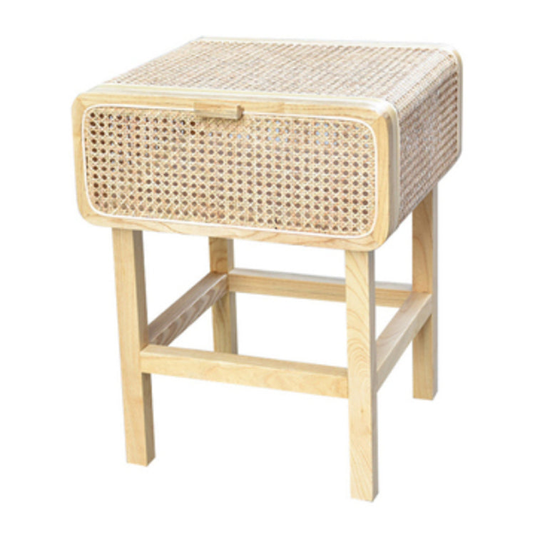 Rattan Night Table Modern Minimalist Bedside Table with Legs