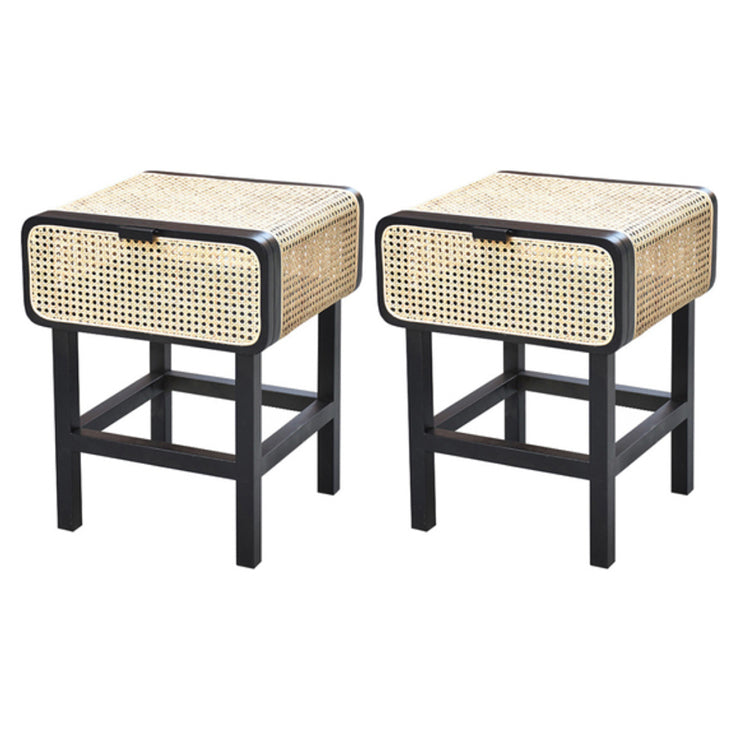 Rattan Night Table Modern Minimalist Bedside Table with Legs