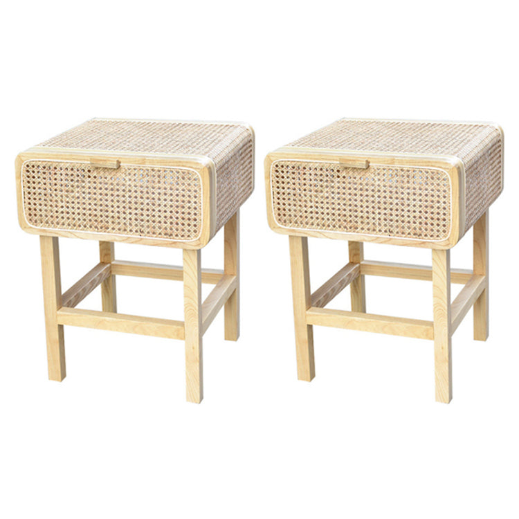 Rattan Night Table Modern Minimalist Bedside Table with Legs