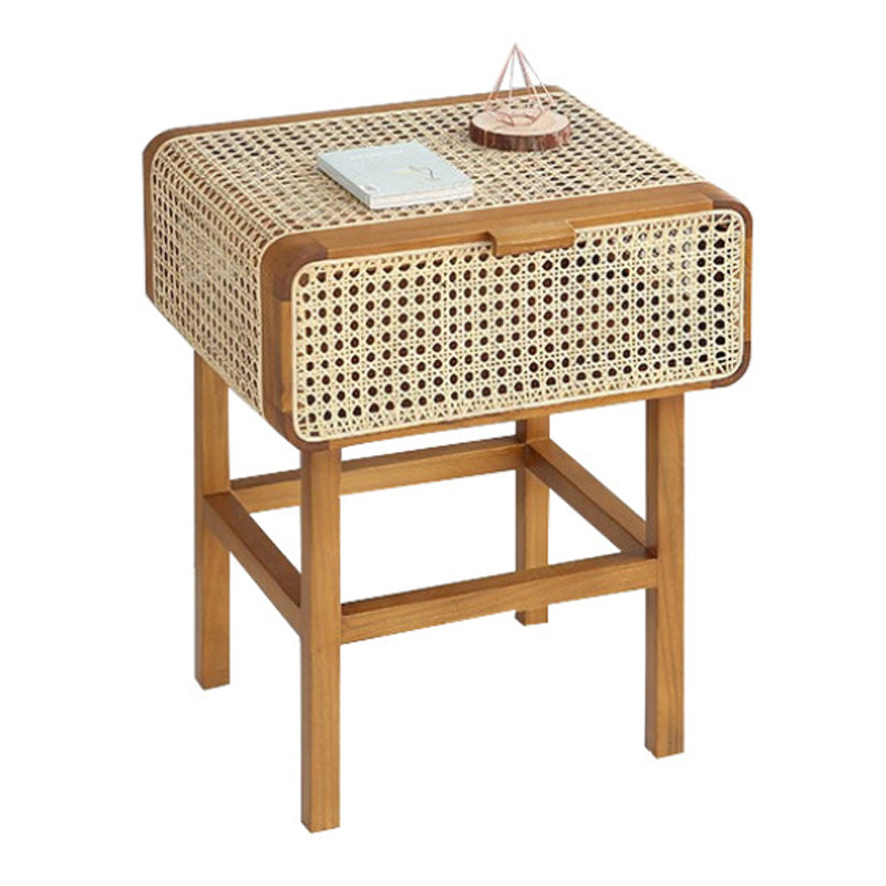 Rattan Night Table Modern Minimalist Bedside Table with Legs