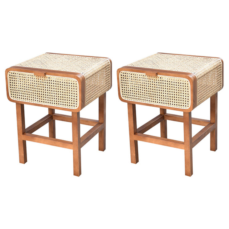 Rattan Night Table Modern Minimalist Bedside Table with Legs