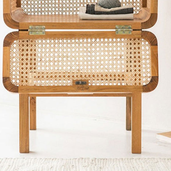 Rattan Night Table Modern Minimalist Bedside Table with Legs