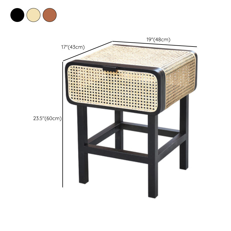 Rattan Night Table Modern Minimalist Bedside Table with Legs