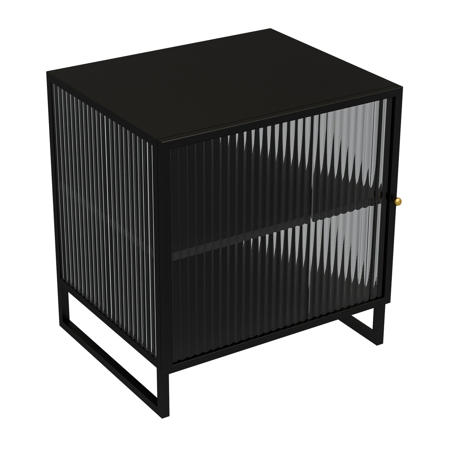 Glass and Metal Bedside Cabinet Modern Minimalist Bedside Table with Legs