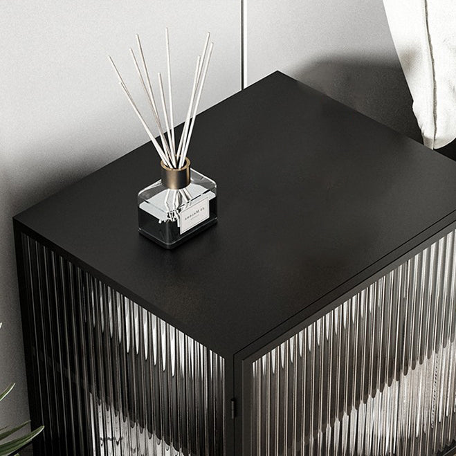 Glass and Metal Bedside Cabinet Modern Minimalist Bedside Table with Legs