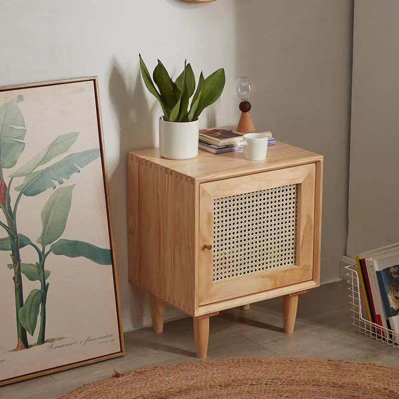 Rattan Bedside Table Modern Minimalist Night Table with Legs