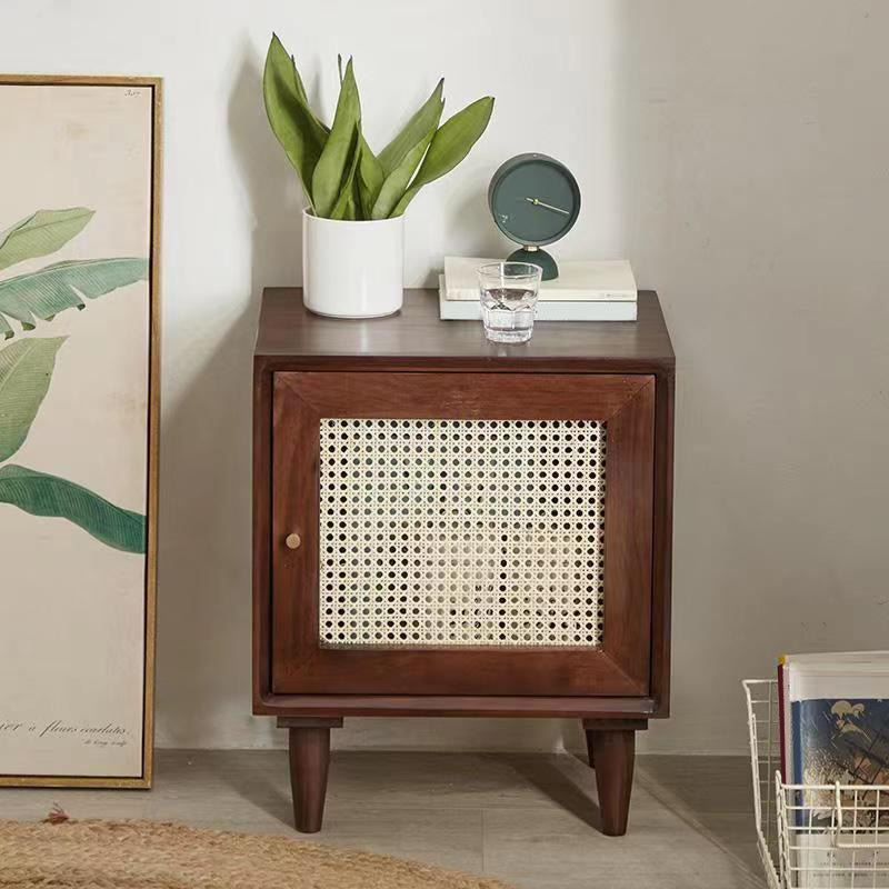 Rattan Bedside Table Modern Minimalist Night Table with Legs