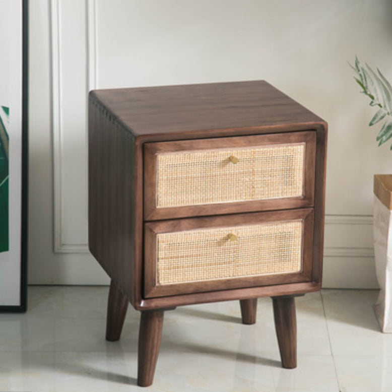 Rattan Bedside Table Modern Minimalist Night Table with Legs