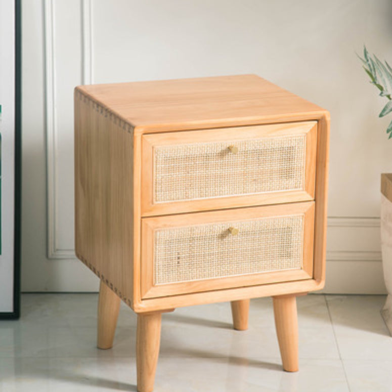 Rattan Bedside Table Modern Minimalist Night Table with Legs