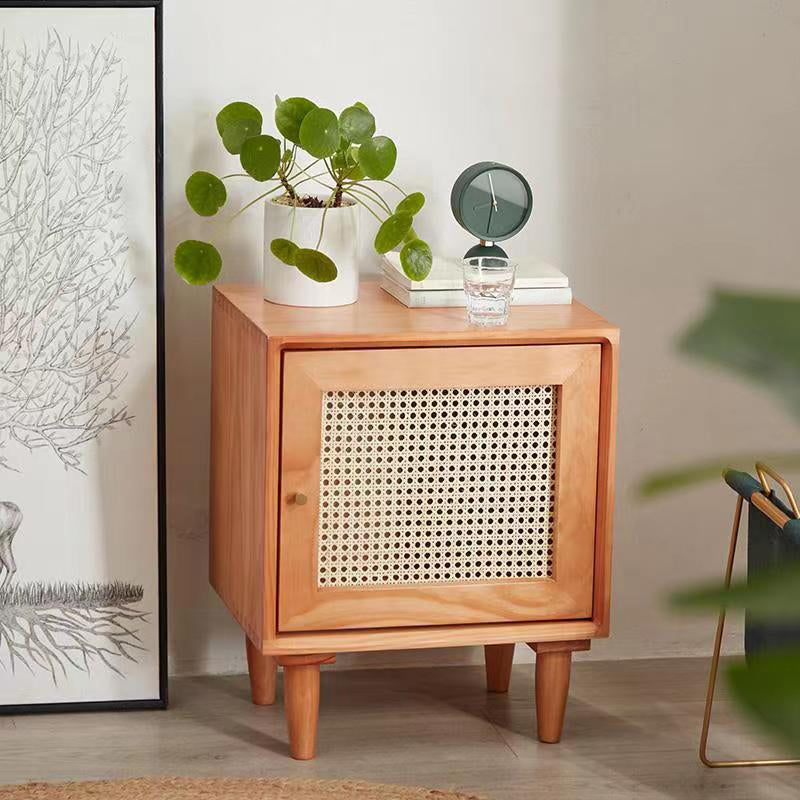 Rattan Bedside Table Modern Minimalist Night Table with Legs