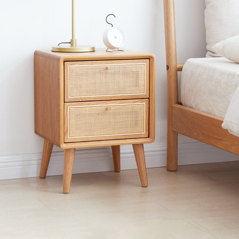 Rattan Bedside Table Modern Minimalist Night Table with Legs