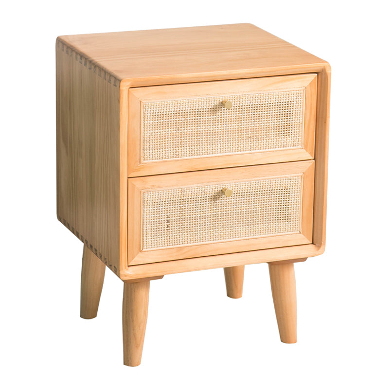 Rattan Bedside Table Modern Minimalist Night Table with Legs