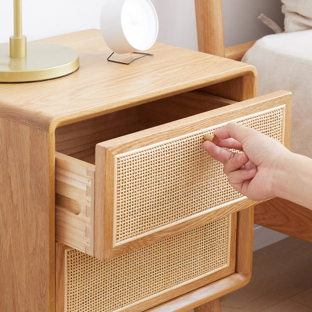 Rattan Bedside Table Modern Minimalist Night Table with Legs