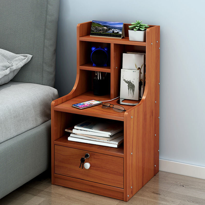 Wooden Night Table Modern Style Minimalist Bedside Table with Drawers