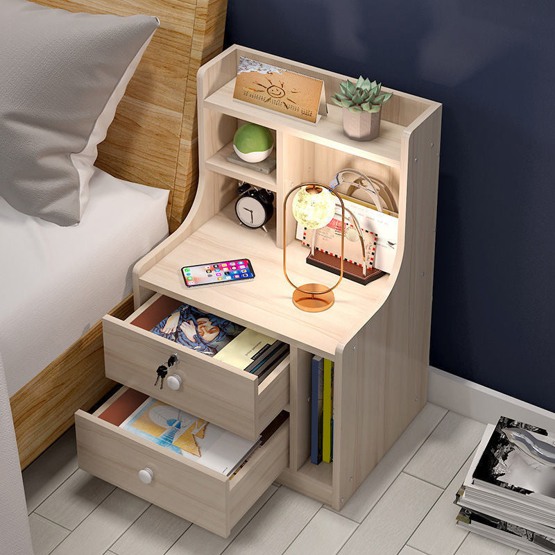 Wooden Night Table Modern Style Minimalist Bedside Table with Drawers