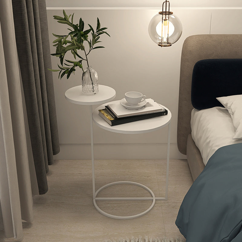 Metal Accent Table Nightstand Contemporary Night Table in White/Black