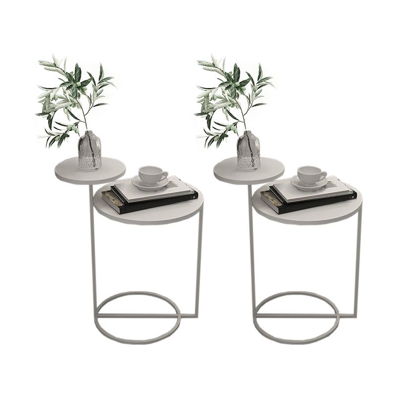 Metal Accent Table Nightstand Contemporary Night Table in White/Black