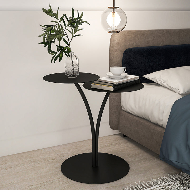 Metal Accent Table Nightstand Contemporary Night Table in White/Black