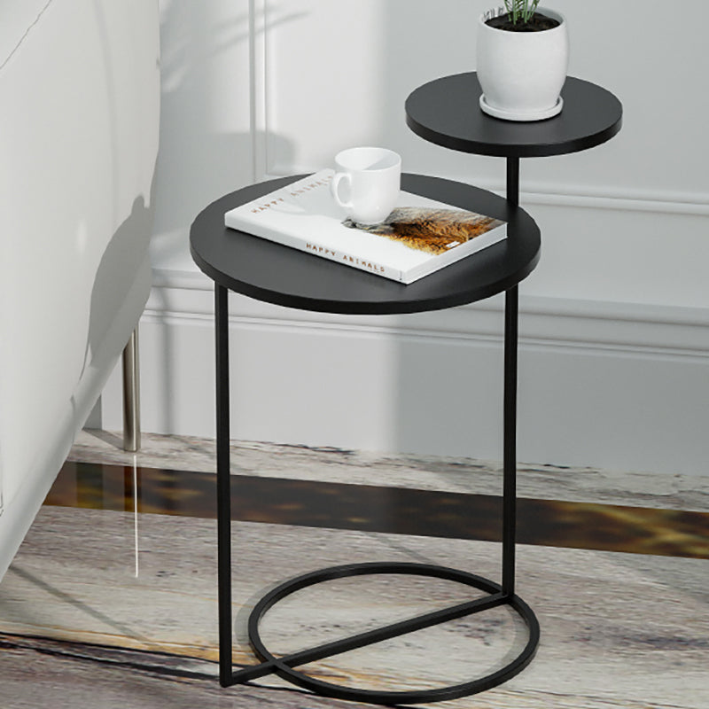 Metal Accent Table Nightstand Contemporary Night Table in White/Black