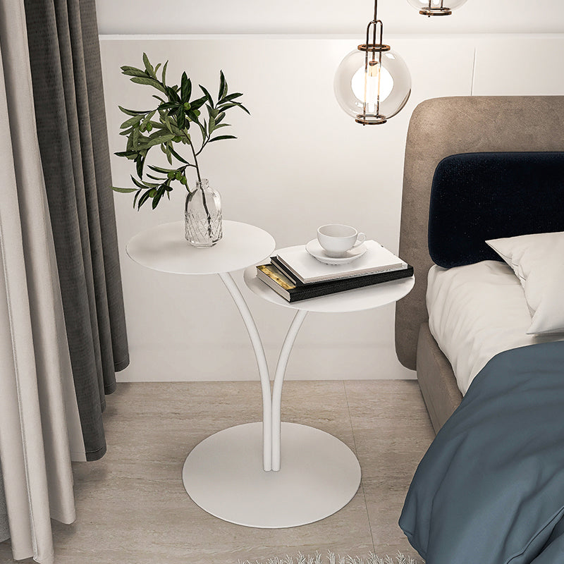 Metal Accent Table Nightstand Contemporary Night Table in White/Black