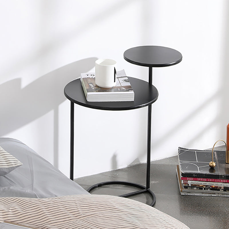 Metal Accent Table Nightstand Contemporary Night Table in White/Black