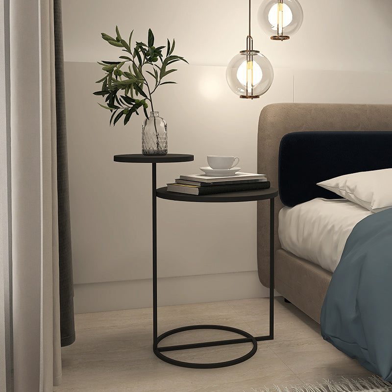 Metal Accent Table Nightstand Contemporary Night Table in White/Black