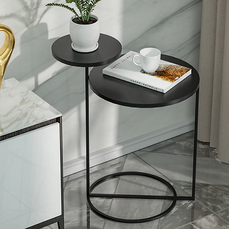 Metal Accent Table Nightstand Contemporary Night Table in White/Black