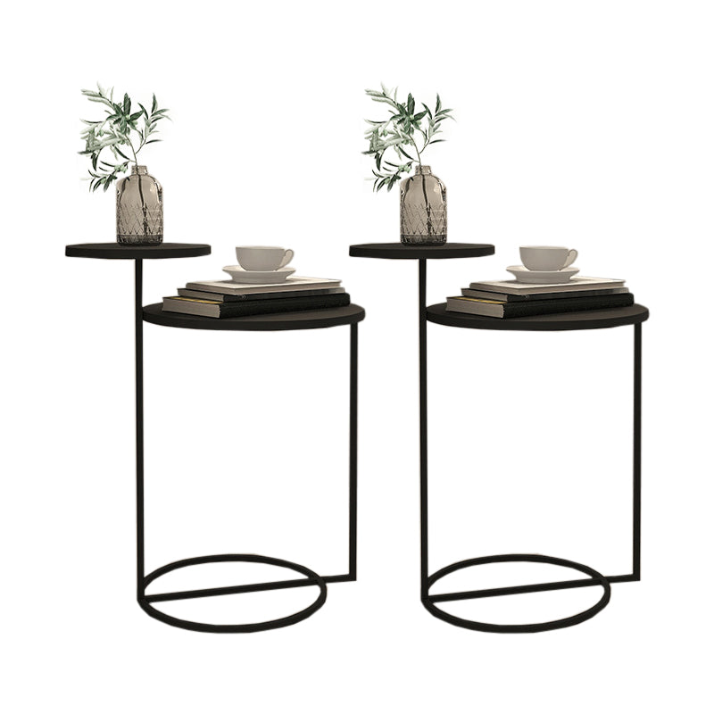 Metal Accent Table Nightstand Contemporary Night Table in White/Black