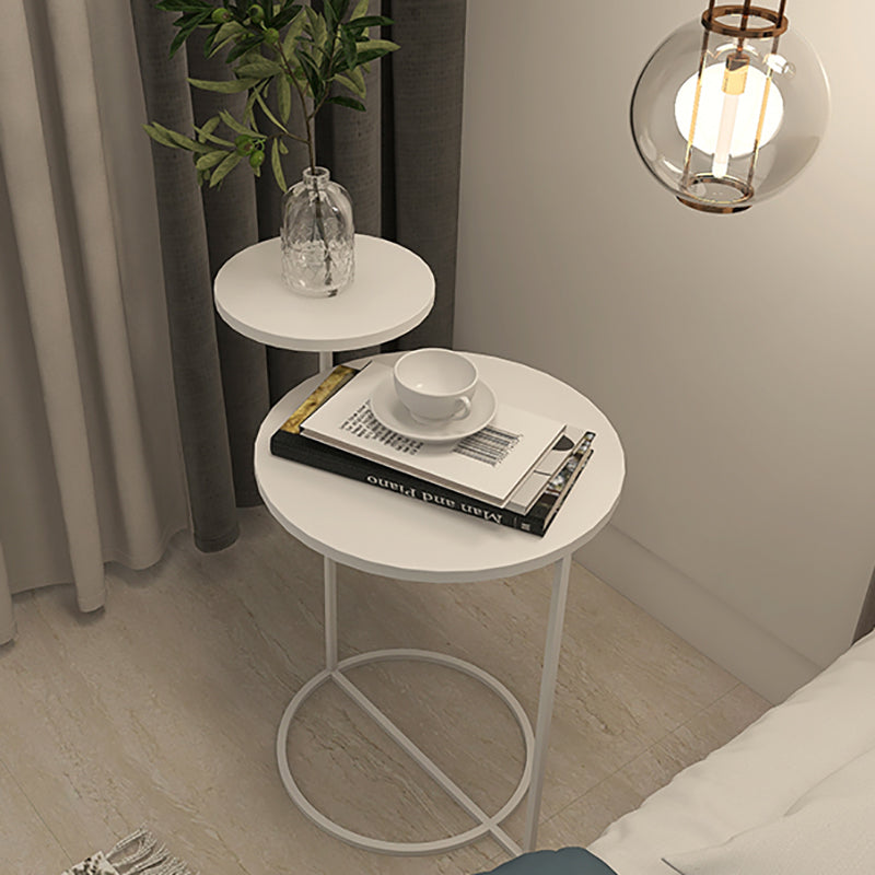 Metal Accent Table Nightstand Contemporary Night Table in White/Black