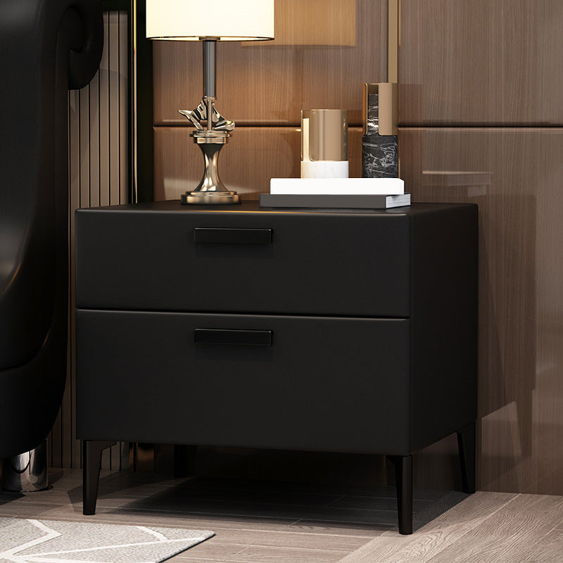 Modern Night Table Solid Wood Accent Table Nightstand with 2 Drawers