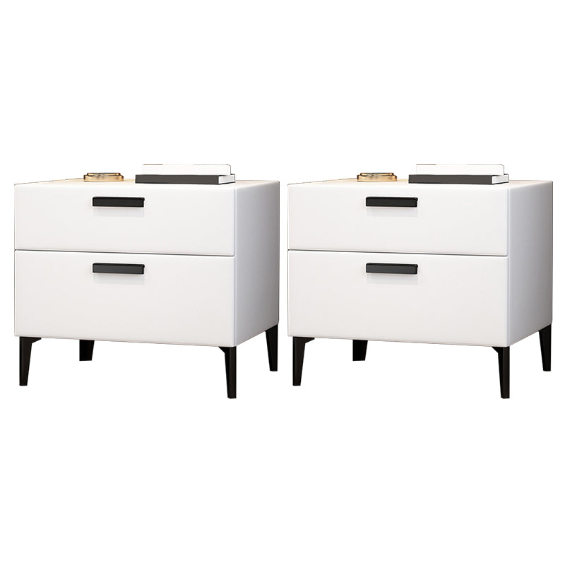 Modern Night Table Solid Wood Accent Table Nightstand with 2 Drawers