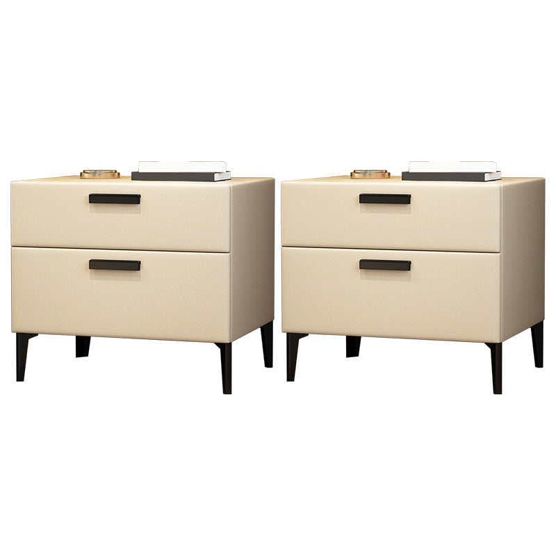 Modern Night Table Solid Wood Accent Table Nightstand with 2 Drawers