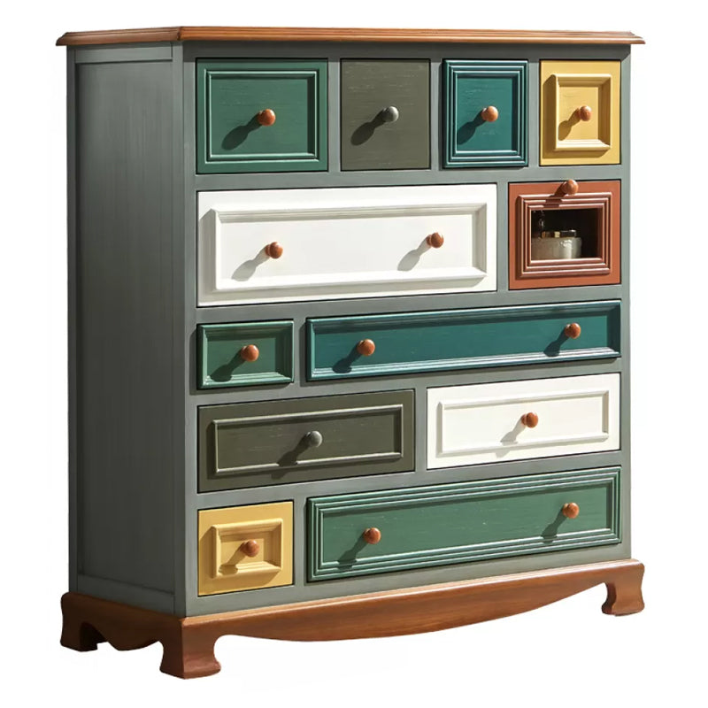 American Traditional Storage Chest Dresser Vertical Wooden Storage Chest with Drawers