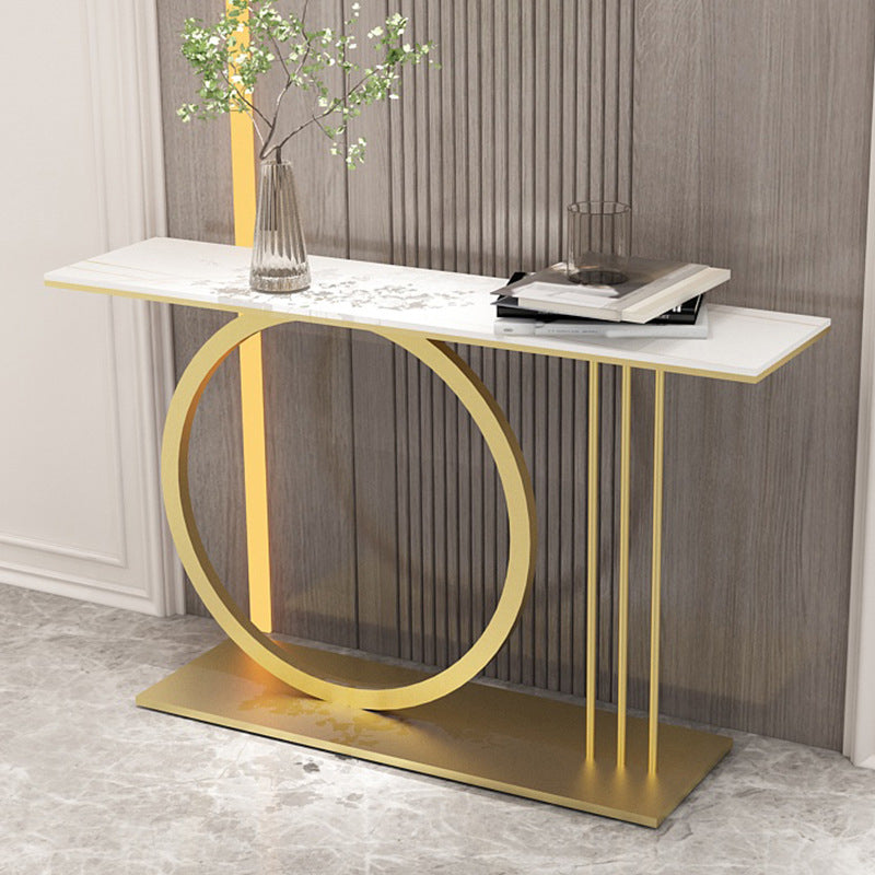 31.5" Tall Stone Accent Table Scratch Resistant Console Table with Shelf