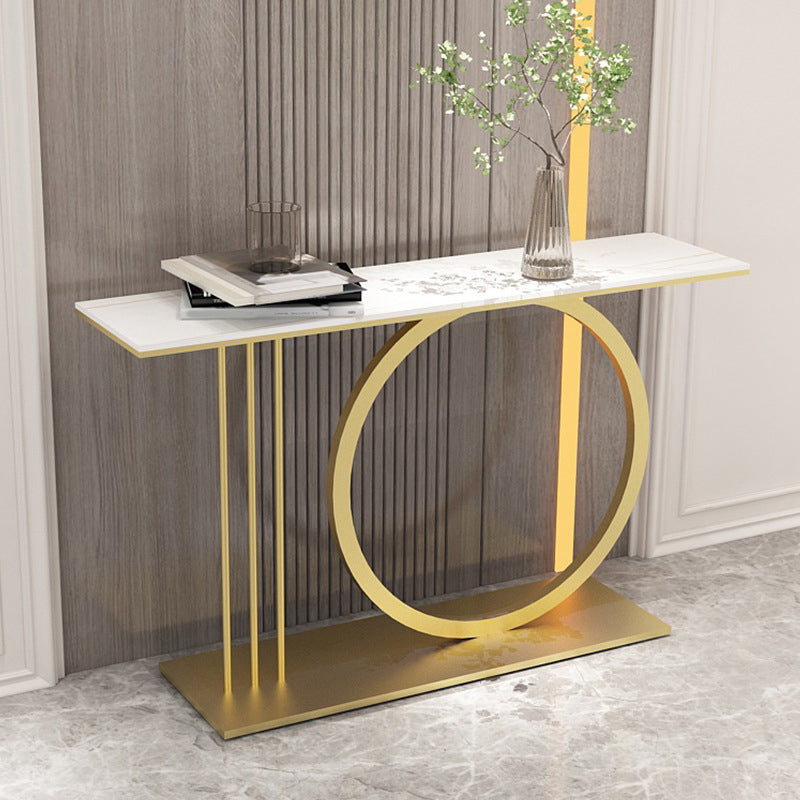 31.5" Tall Stone Accent Table Scratch Resistant Console Table with Shelf