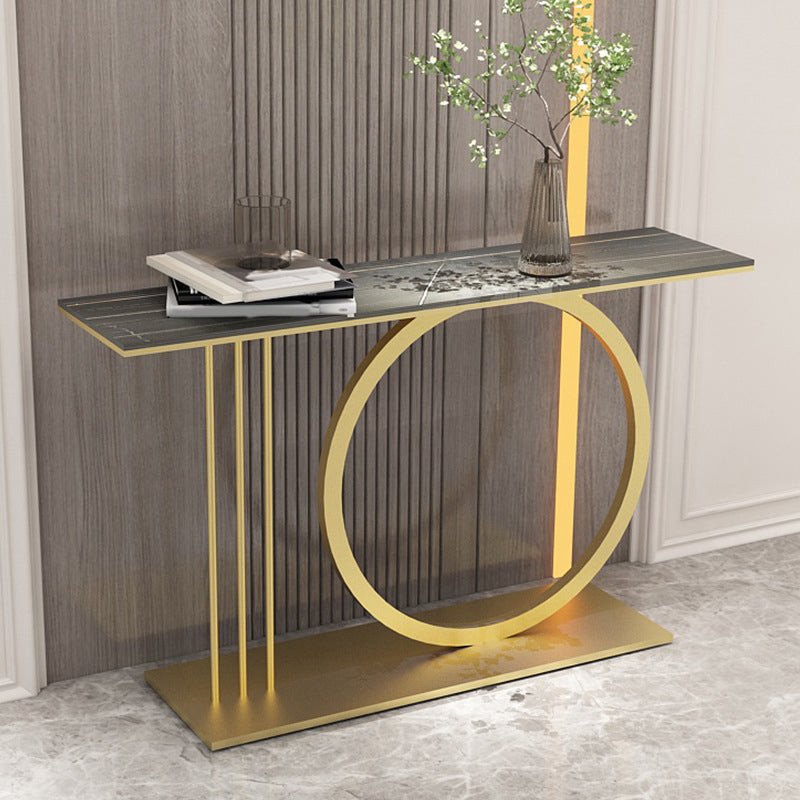 31.5" Tall Stone Accent Table Scratch Resistant Console Table with Shelf