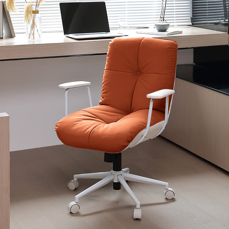 Padded Arms Swivel Office Chair Modern Mid Back Tufted Desk Chair