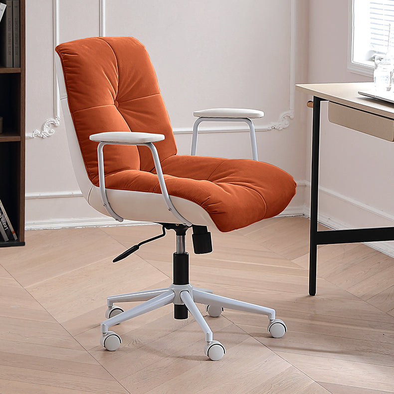 Padded Arms Swivel Office Chair Modern Mid Back Tufted Desk Chair