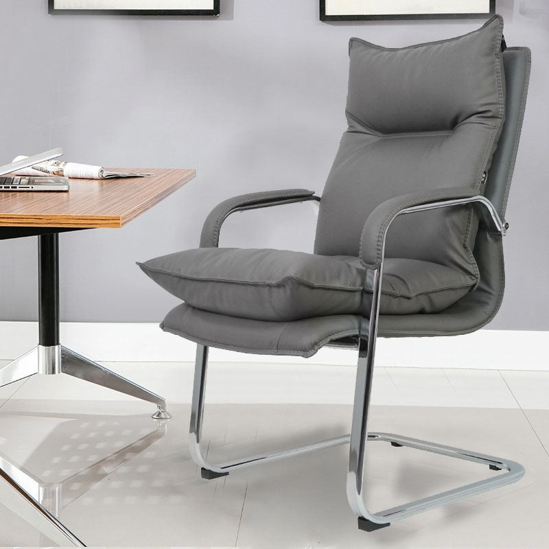 Grey High Back Managers Chair Modern Padded Arms Executive Chair