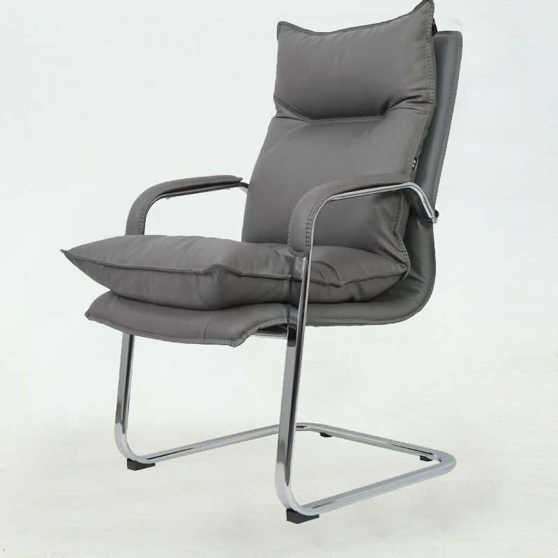 Grey High Back Managers Chair Modern Padded Arms Executive Chair