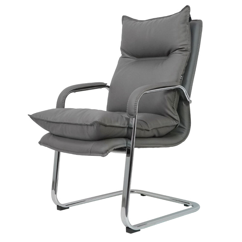 Grey High Back Managers Chair Modern Padded Arms Executive Chair