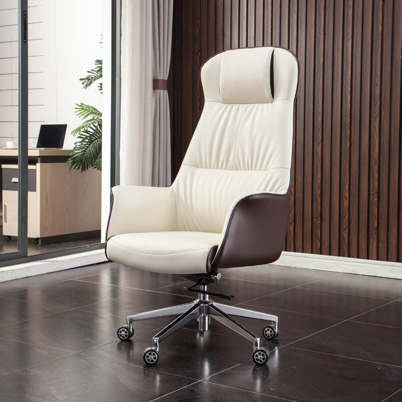 Modern Faux Leather Executive Chair High Back Armless Swivel Chair